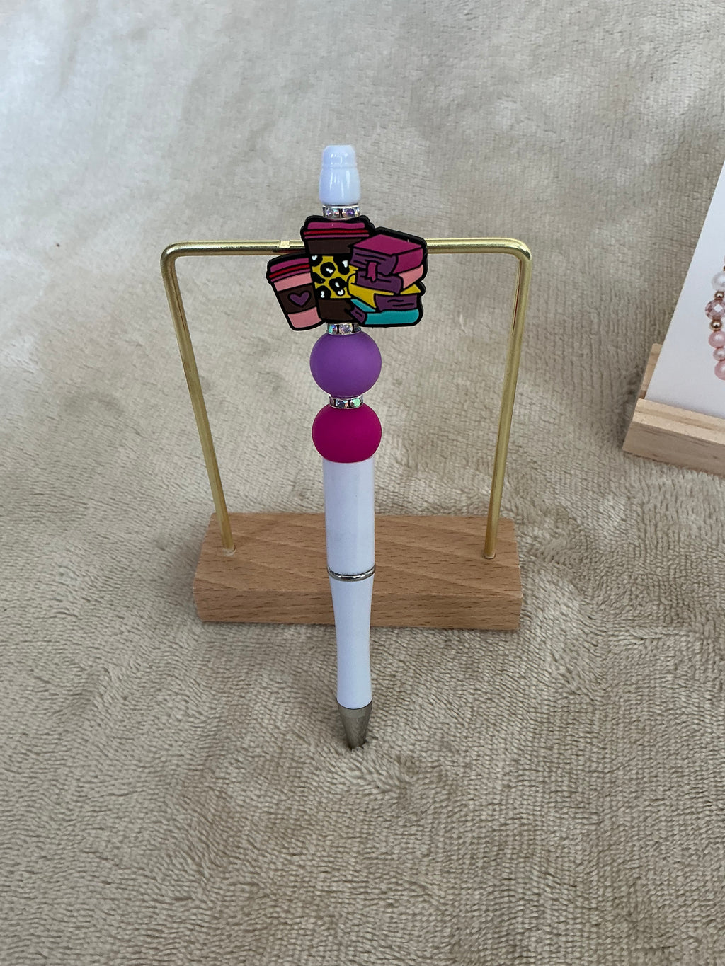Book Lover Beaded Pen | Handmade Reading & Coffee Ballpoint Pen
