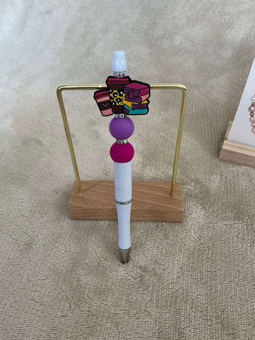 Book Lover Beaded Pen | Handmade Reading & Coffee Ballpoint Pen
