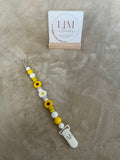 Sunflower & Daisy Dummy Clip | Handmade Floral Pacifier Holder