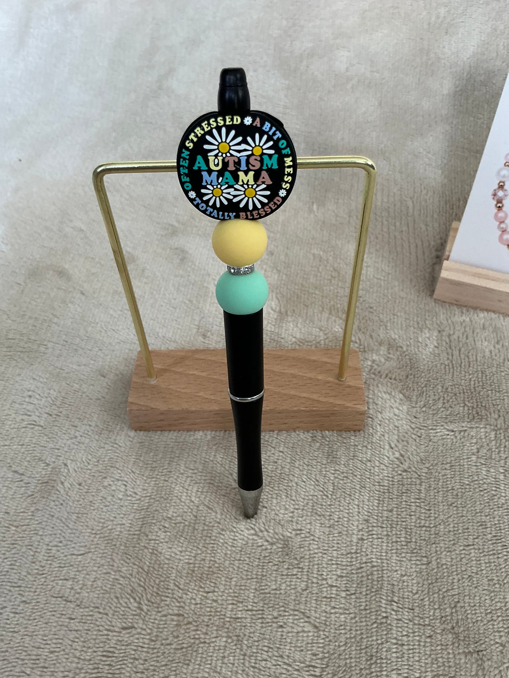 Autism Mama Beaded Pen | Handmade Neurodiversity Awareness Ballpoint Pen