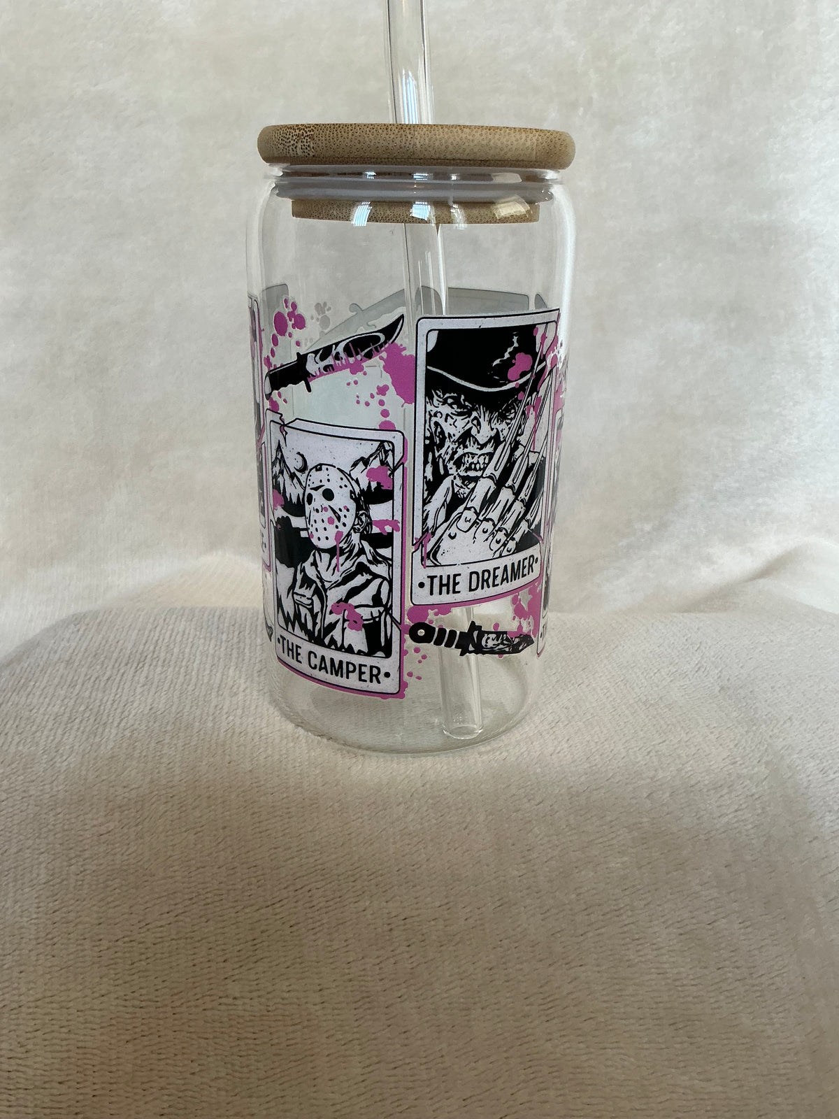 🔪 Horror Villains Tarot Card Glass Tumbler