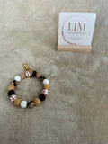 Coffee Lover Silicone Wristlet Keychain | Handmade Beaded Keyring