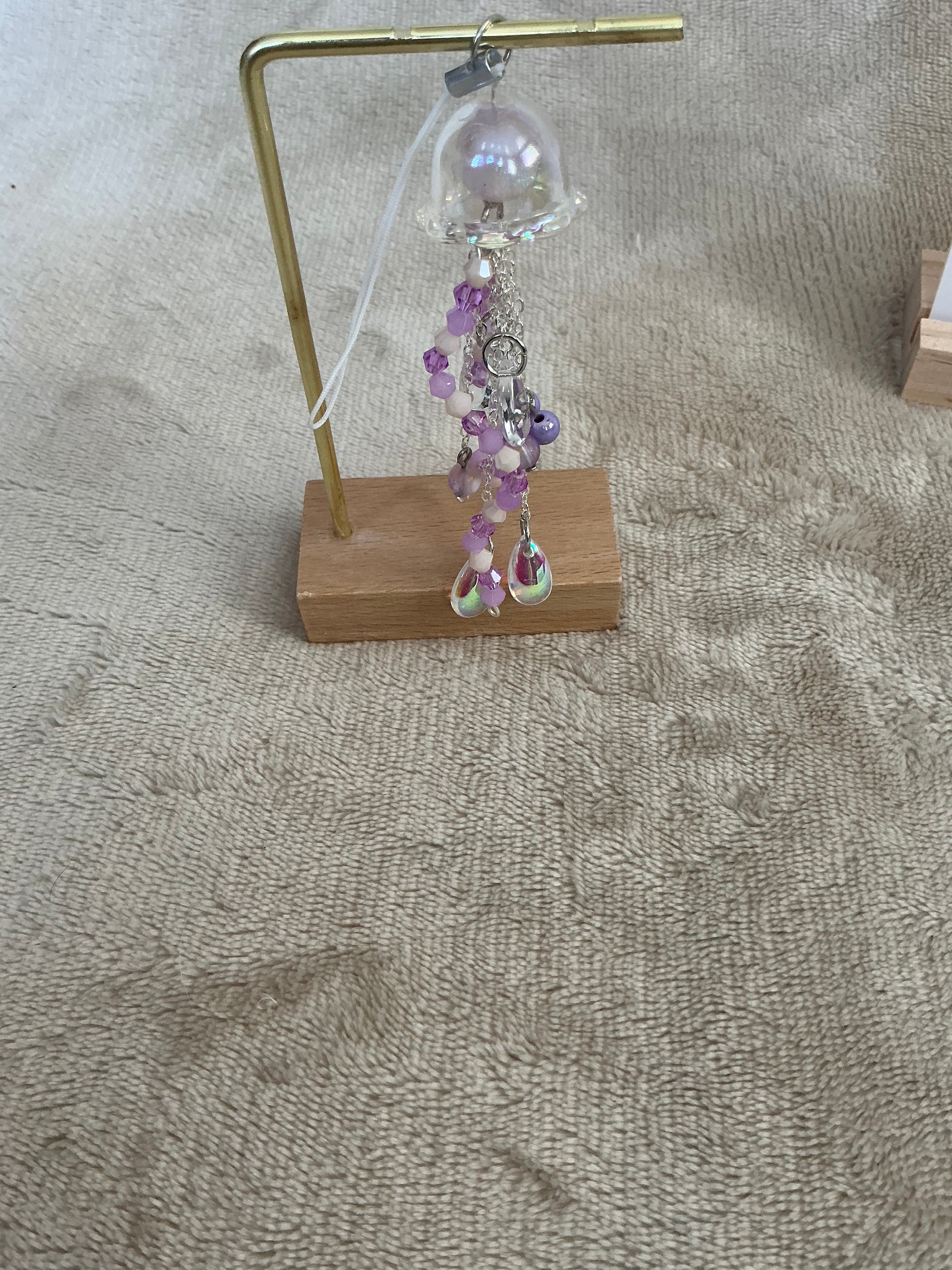 Handmade Lavender Jellyfish Charm | Iridescent Ocean-Inspired Hanging Decoration