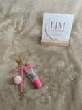 Sweet Pink Sprinkle Beaded Lip Gloss Keychain Charm