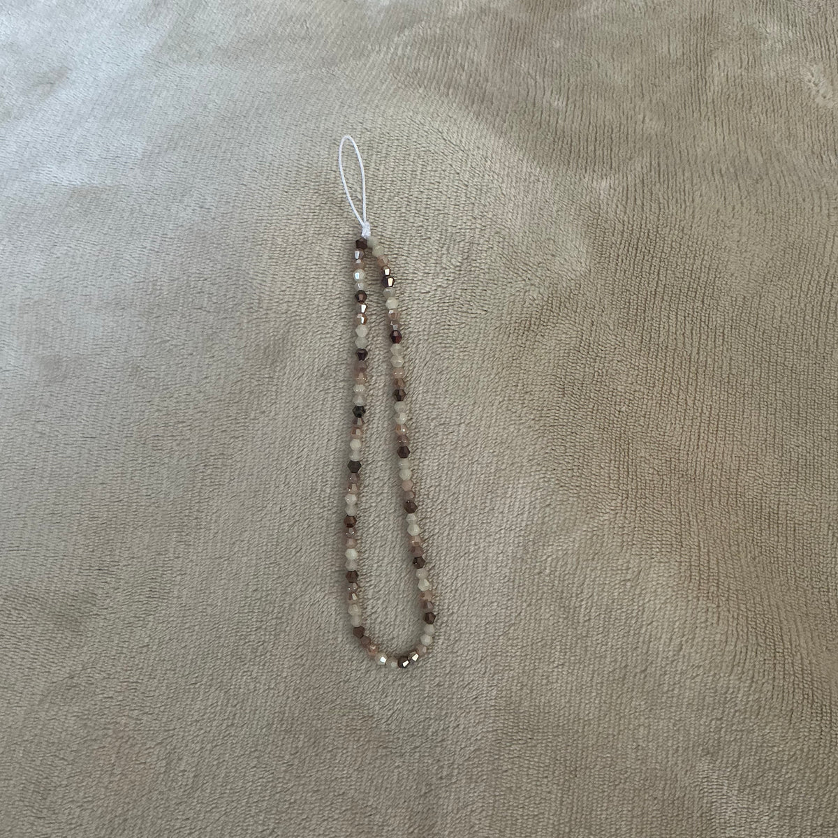 🤎 Mocha & Crystal Beaded Phone Charm