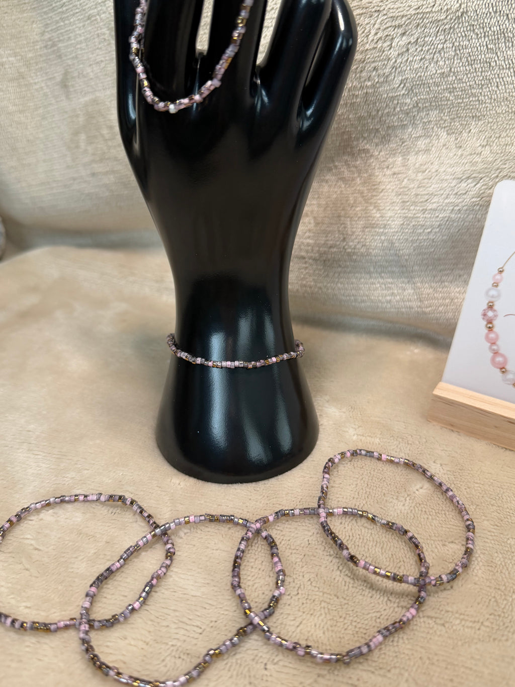 Dusky Pink & Bronze Delicate Stacking Bracelet