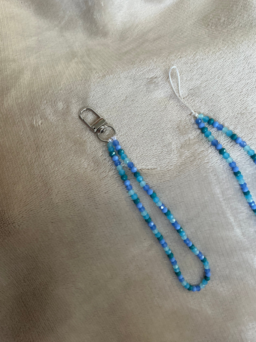 🌊💙 Ocean Blue Beaded Phone Strap & Keychain