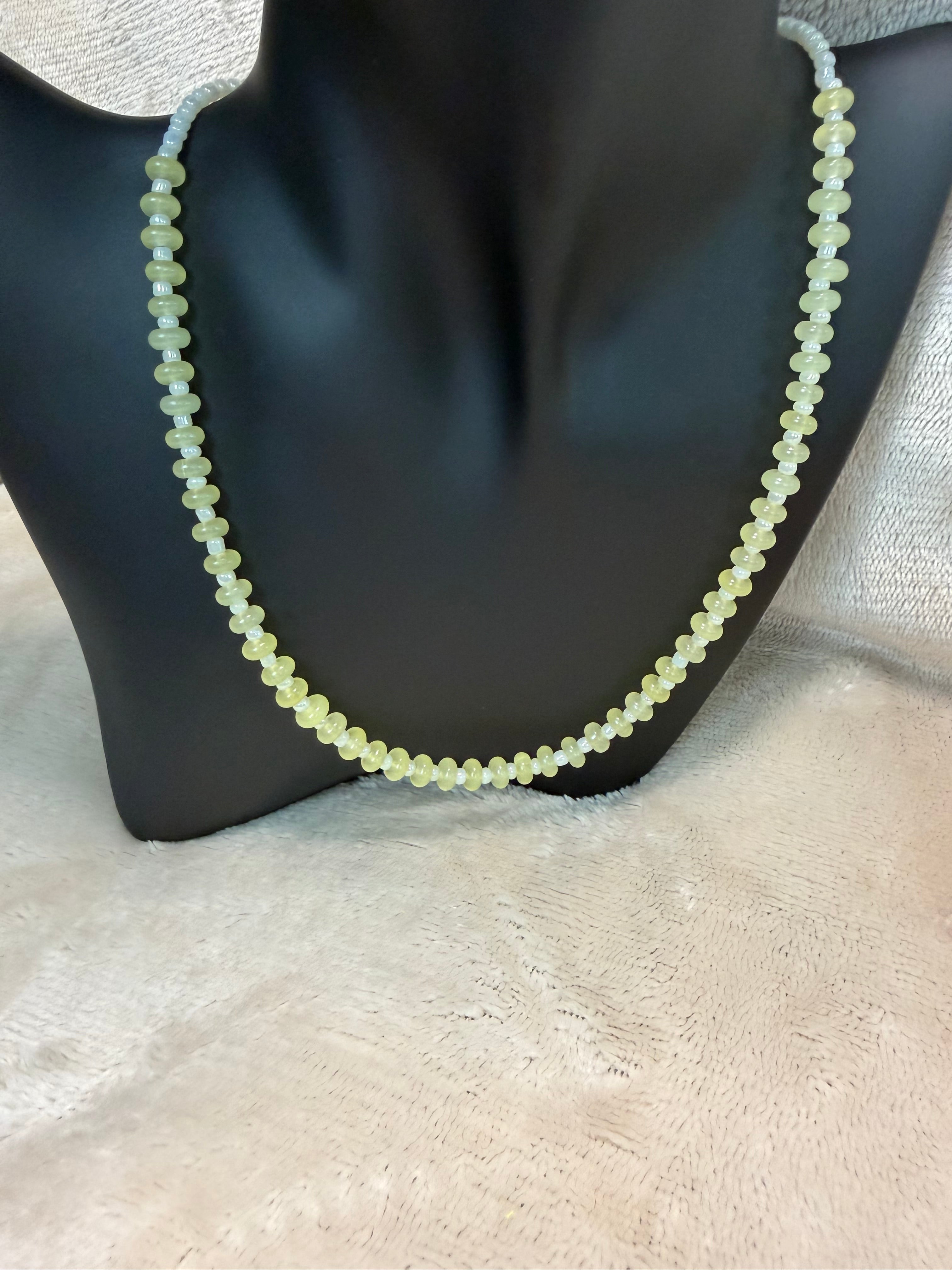 Pale Lemon Yellow Rondelle Bead Necklace