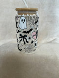👻🖤 Spooky Girl Coquette Halloween Glass Tumbler
