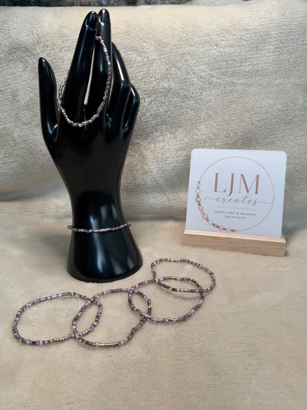 Dusky Pink & Bronze Delicate Stacking Bracelet