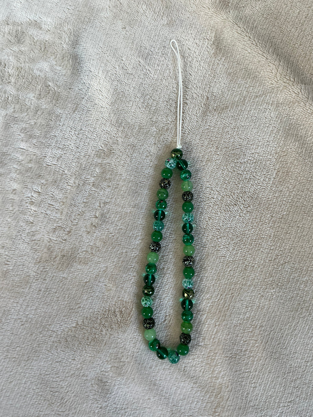 Emerald Green & Speckled Glass Bead Phone Charm