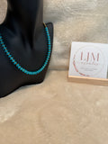 Bright Turquoise & Gold Rondelle Bead Necklace