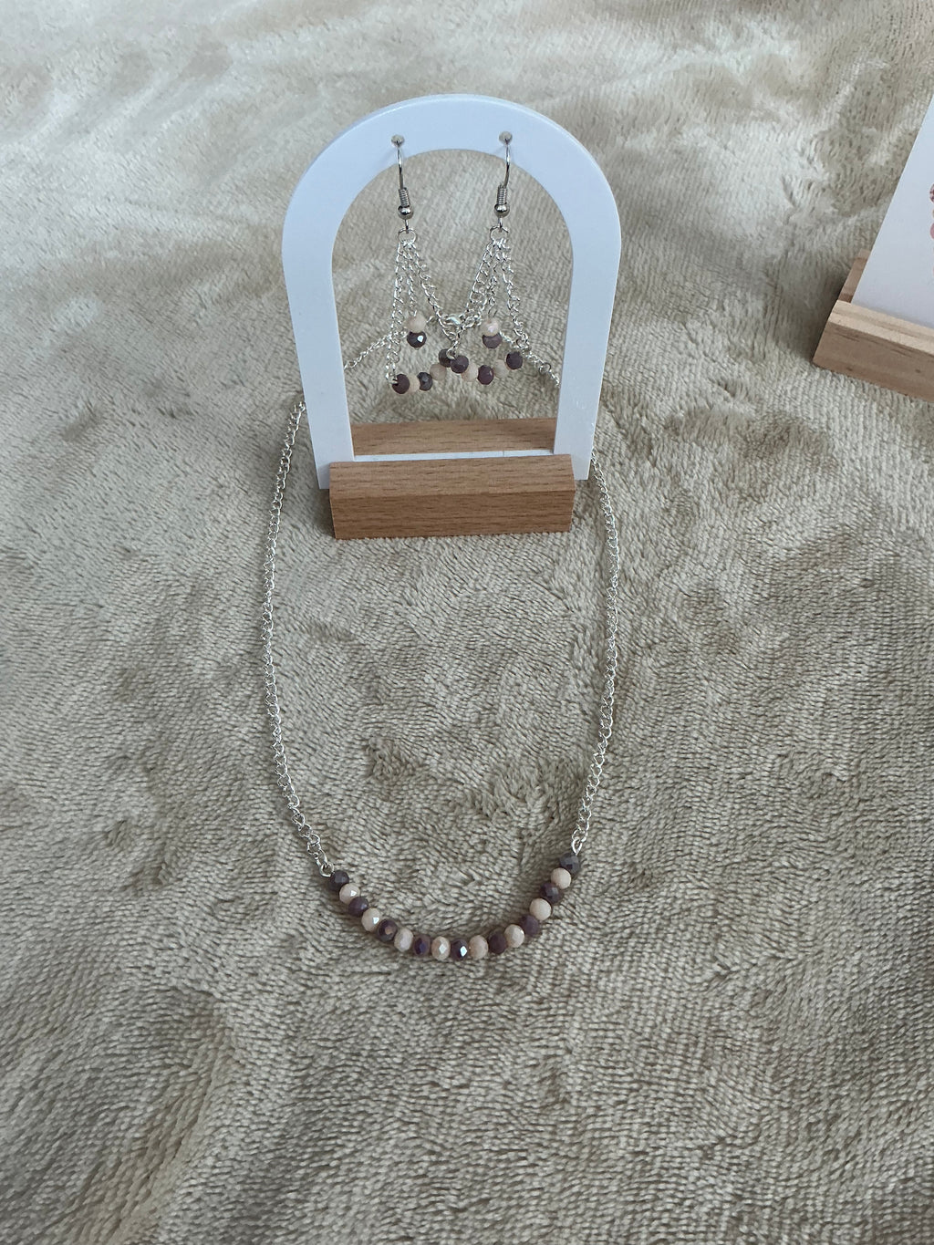 Soft Mauve & Beige Faceted Bead Jewellery Set