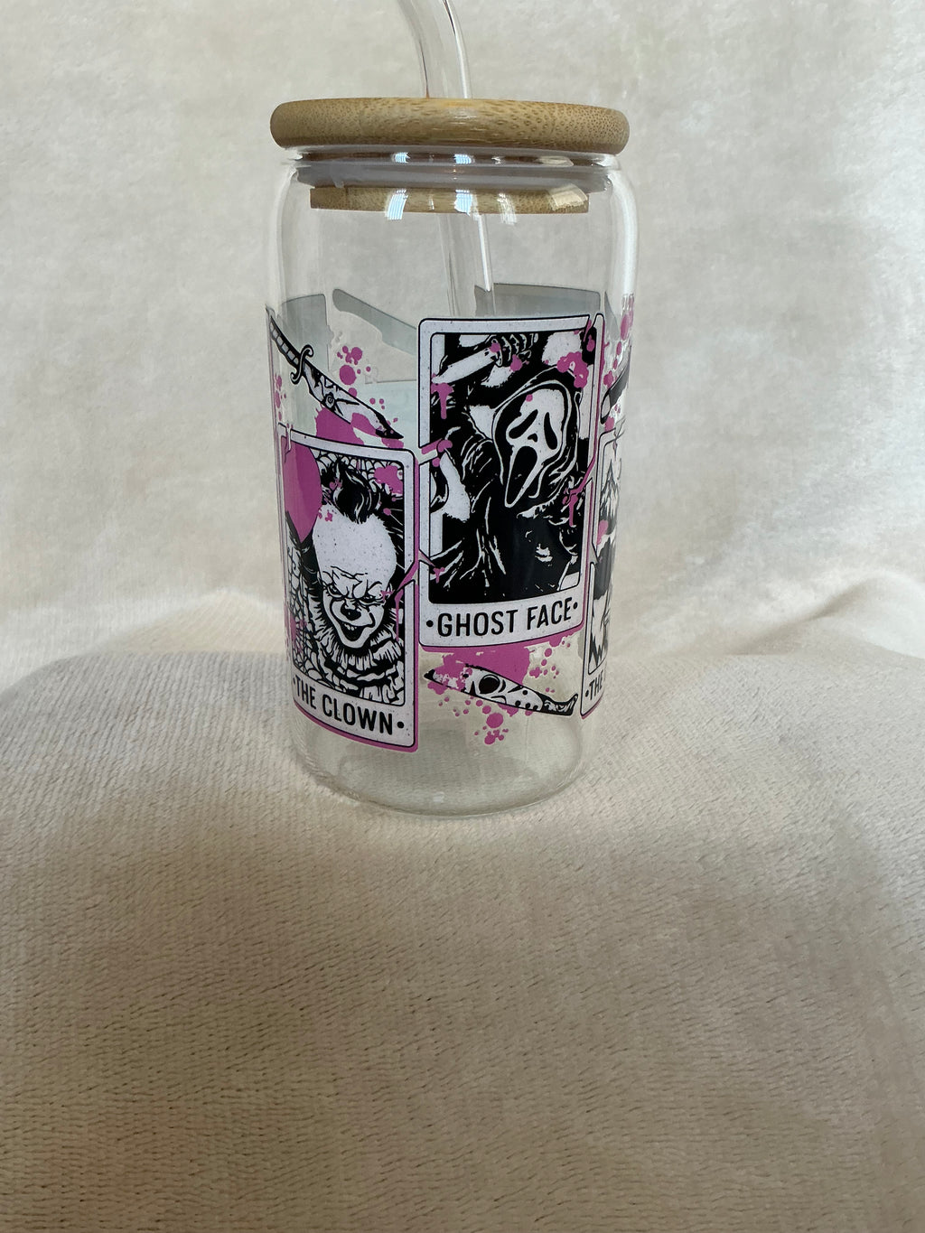 🔪 Horror Villains Tarot Card Glass Tumbler