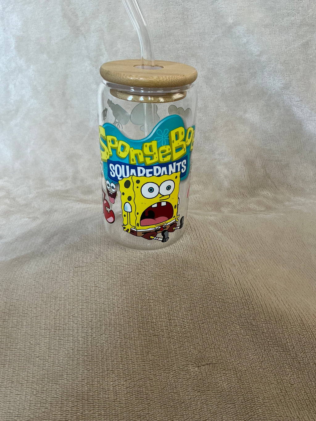SpongeBob SquarePants Glass Cup — Bikini Bottom Crew!