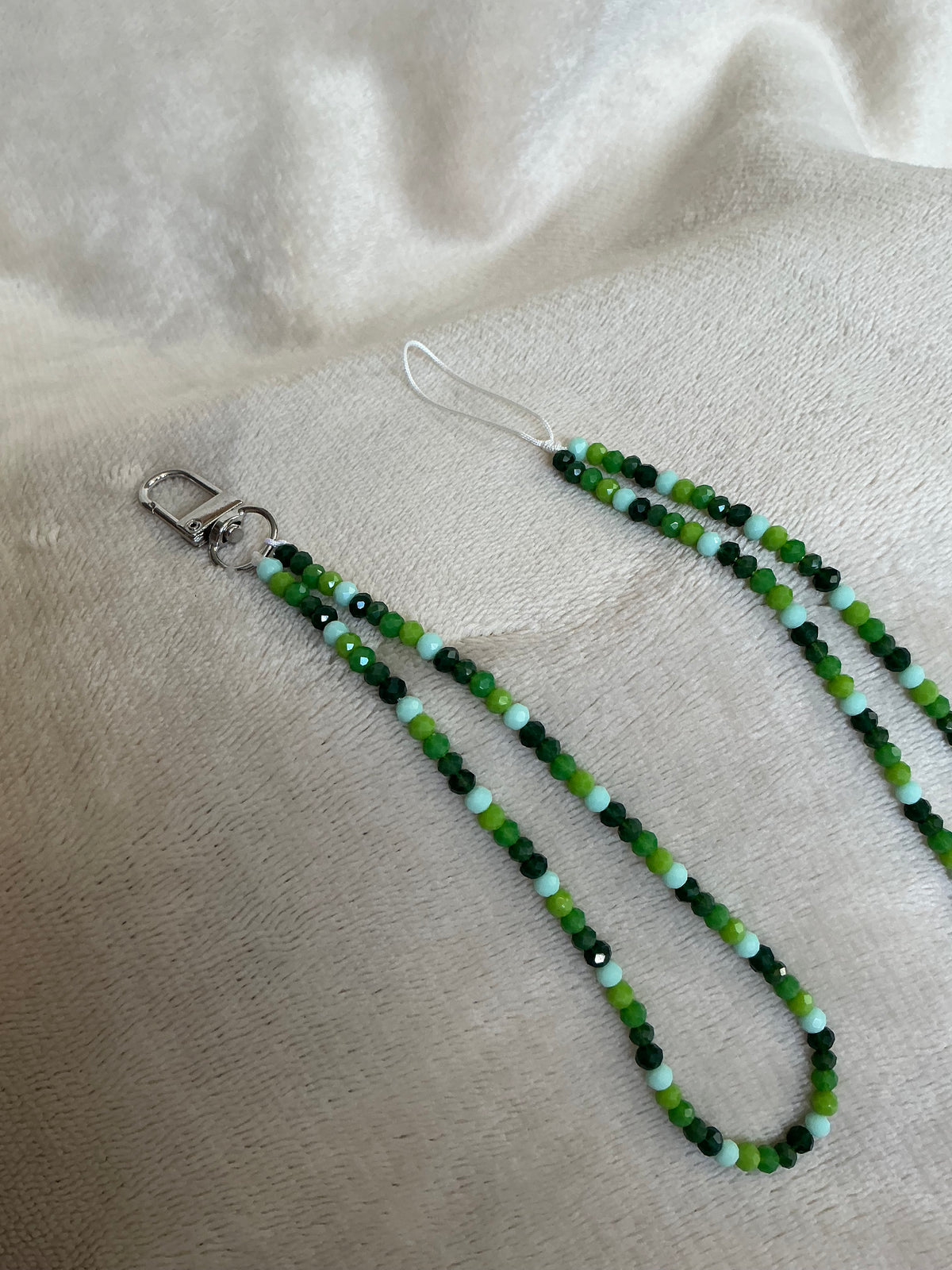 🌿💚 Emerald Green Beaded Phone Strap & Keychain
