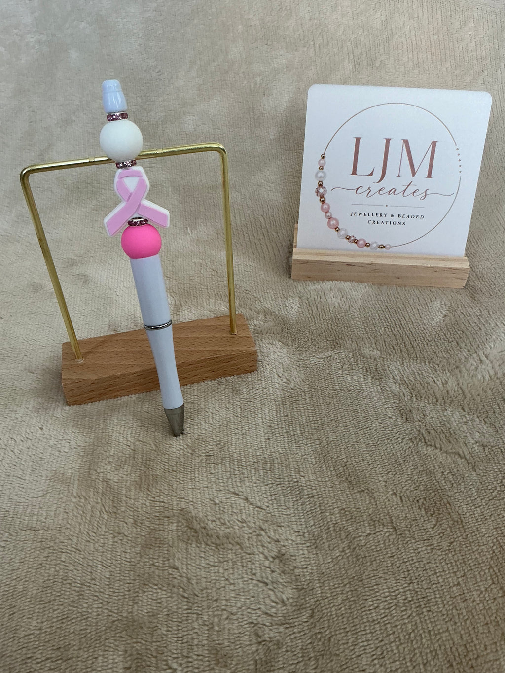 Pink Ribbon Awareness Beaded Pen | Handmade Support & Strength Pen
