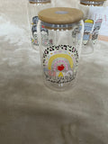 Teacher Themed Glass Cup Collection with Bamboo Lids
