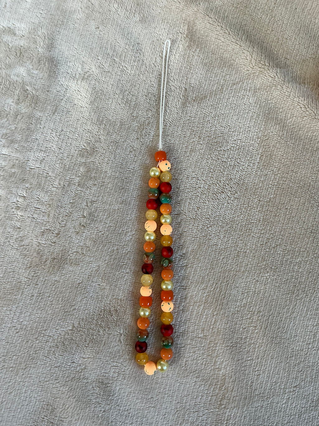 Warm Autumn Earth‑Tone Beaded Phone Charm