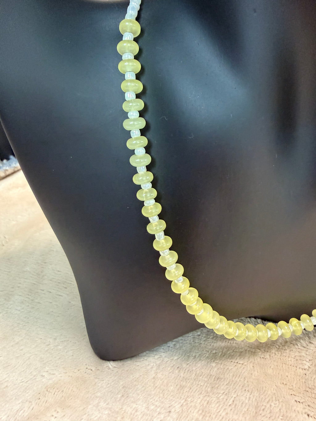Pale Lemon Yellow Rondelle Bead Necklace