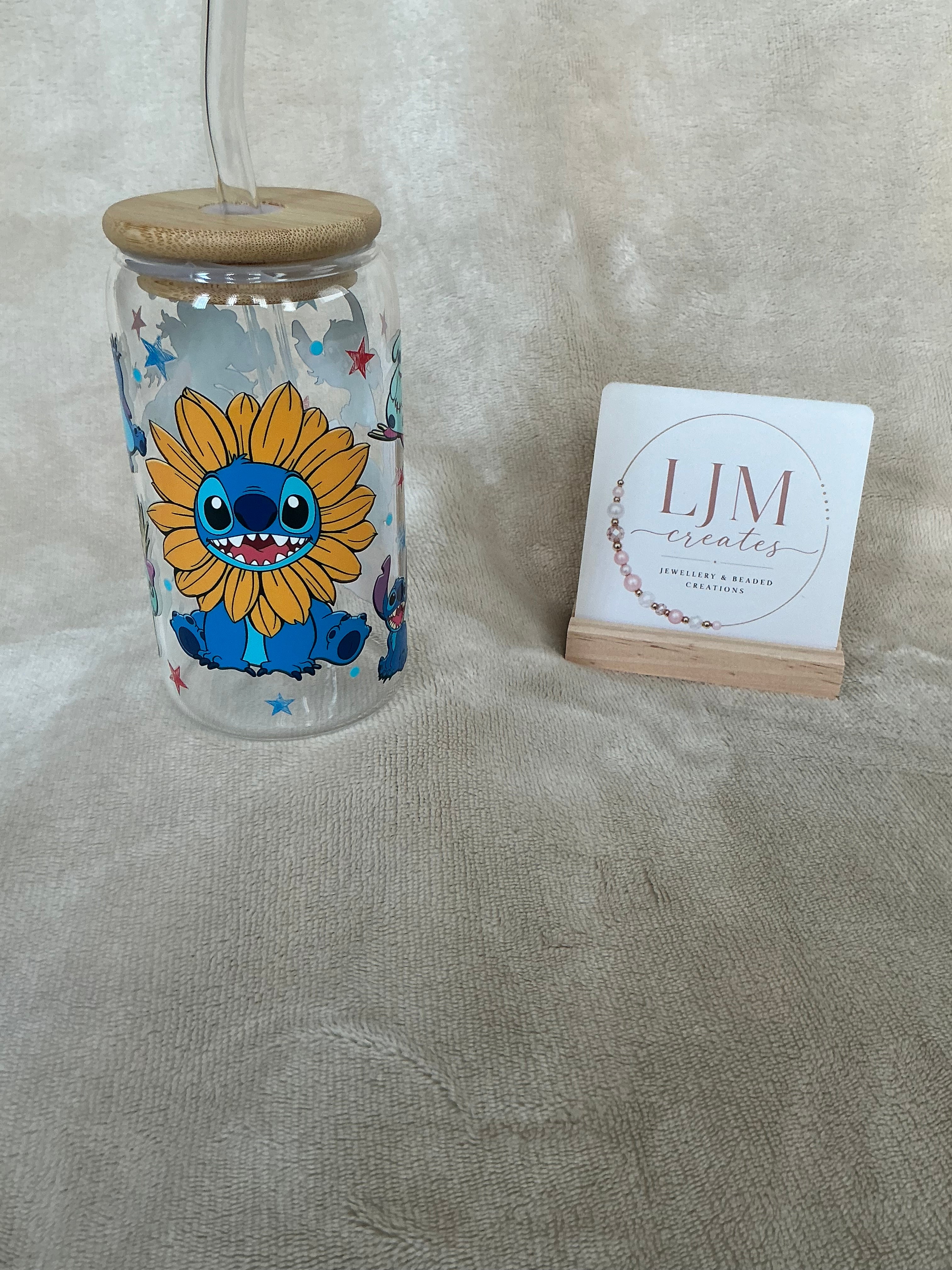 Stitch Sunflower & Friends Glass Tumbler