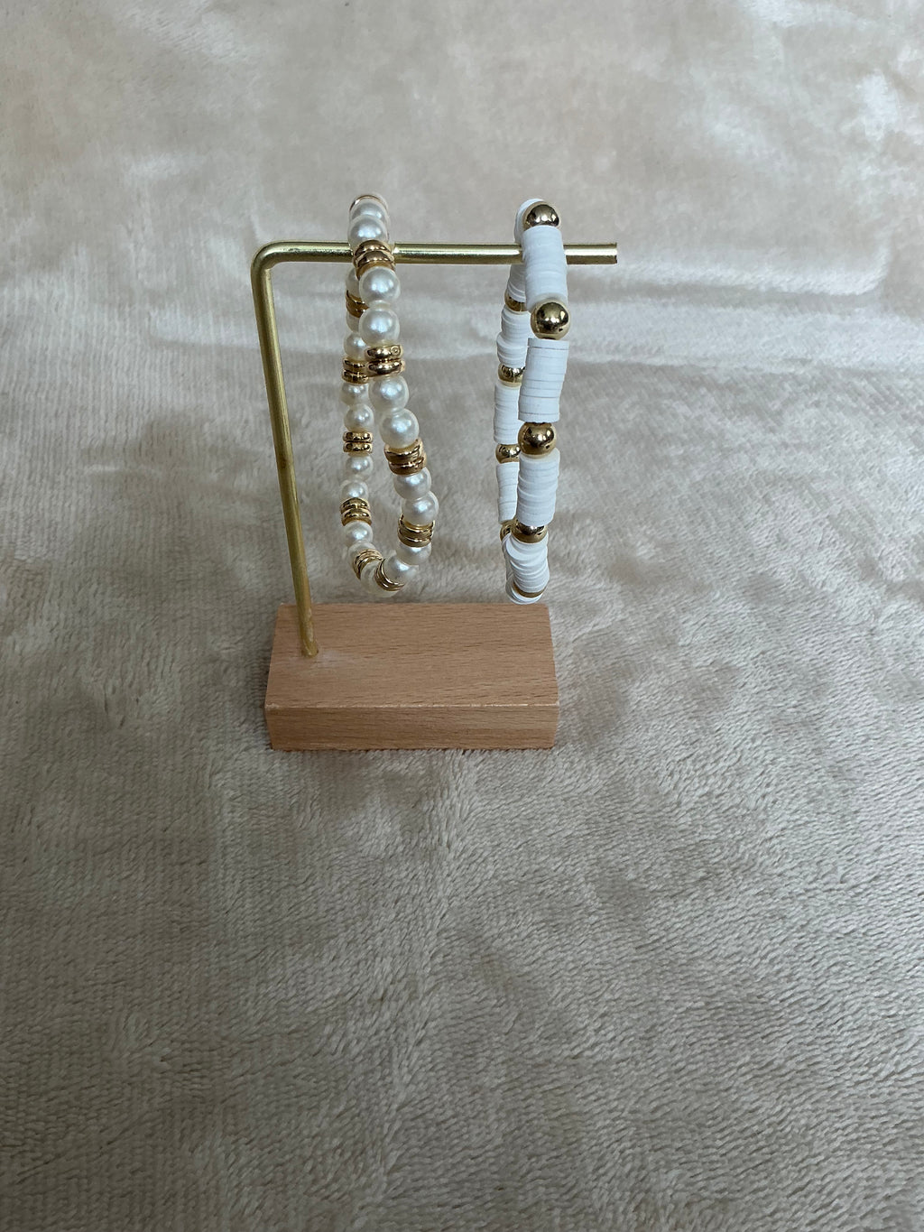White & Gold Stackable Bracelet Set