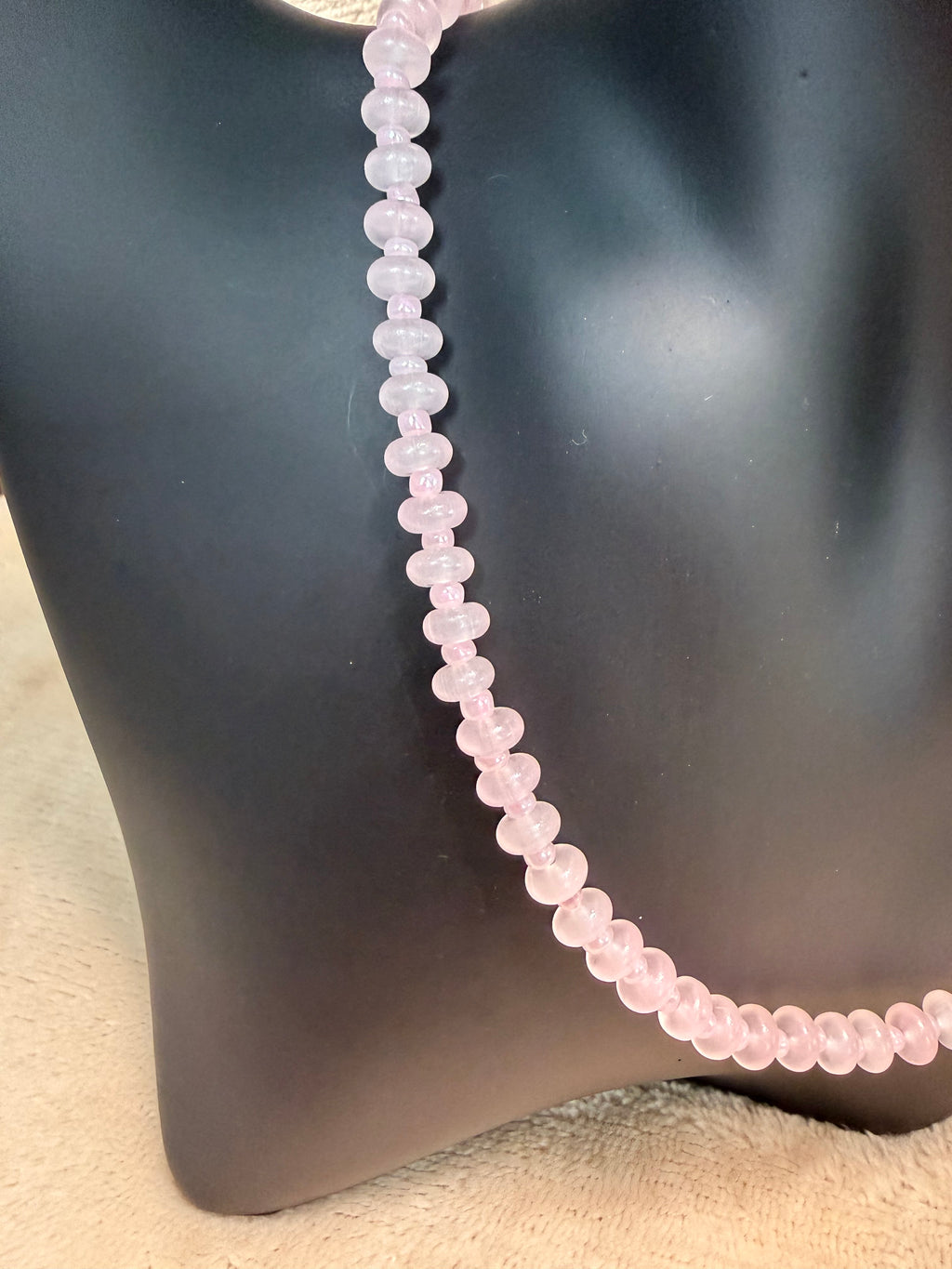Soft Rose Pink Rondelle Bead Necklace