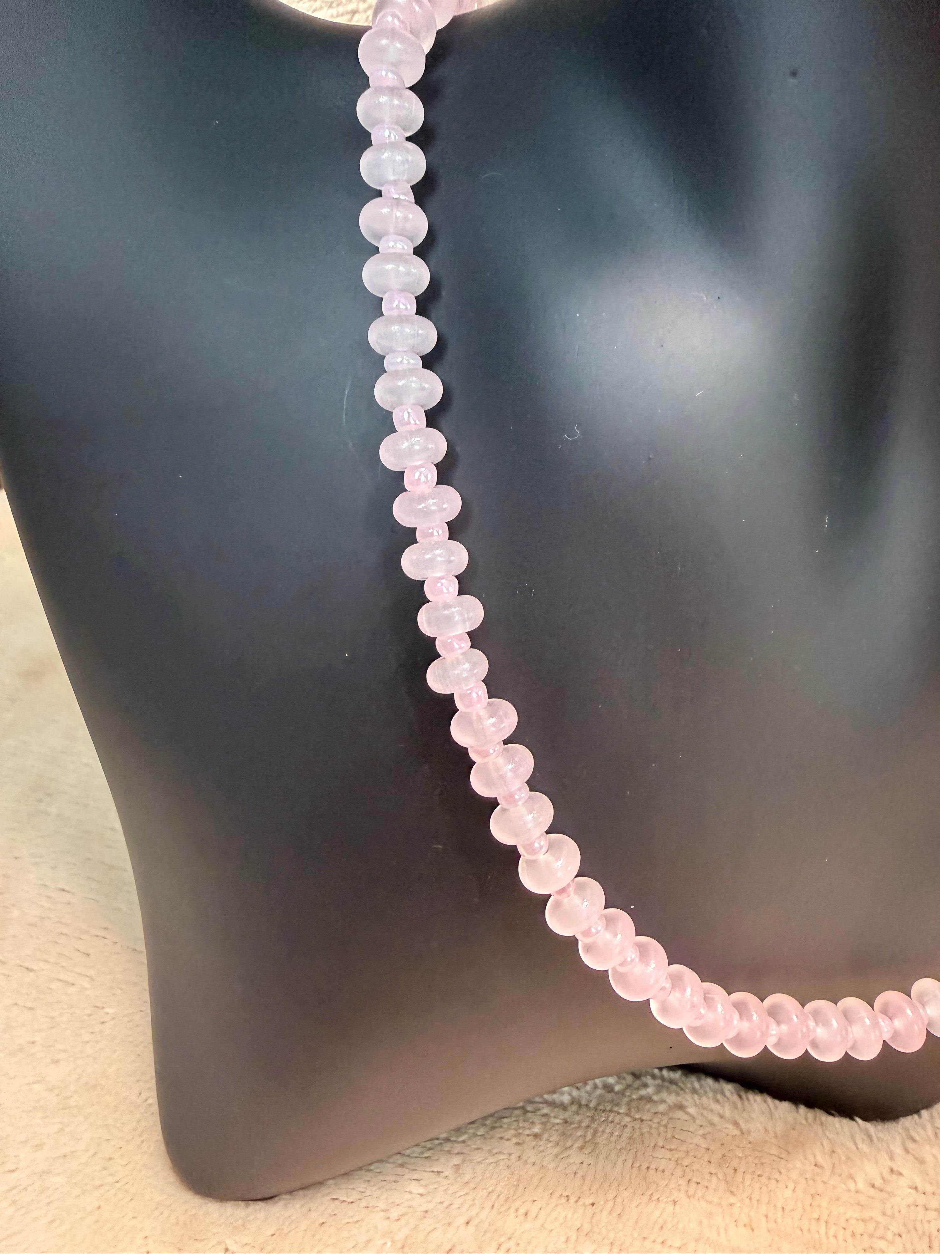 Soft Rose Pink Rondelle Bead Necklace