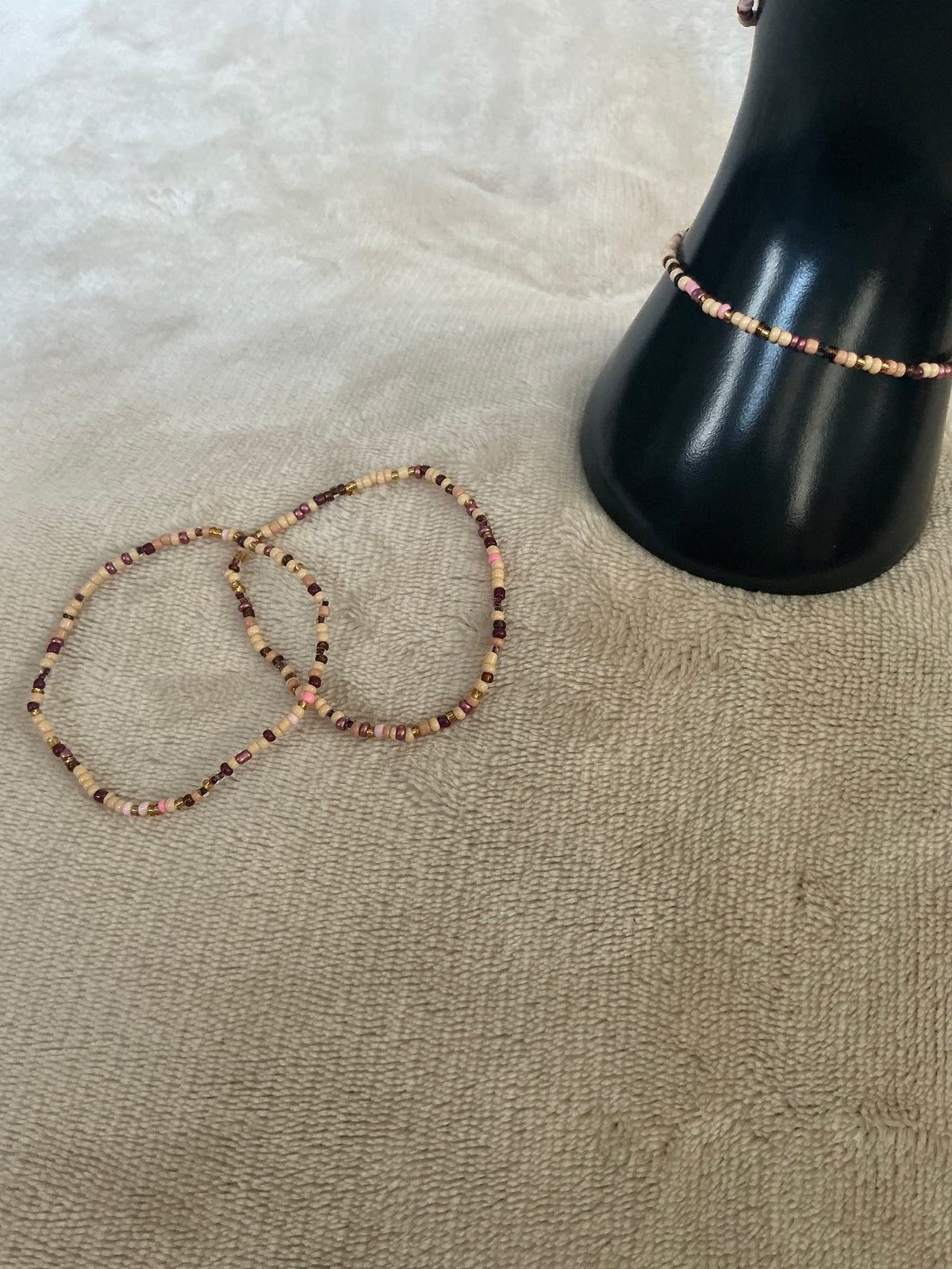 🍂 Vintage Rose & Gold Beaded Bracelet