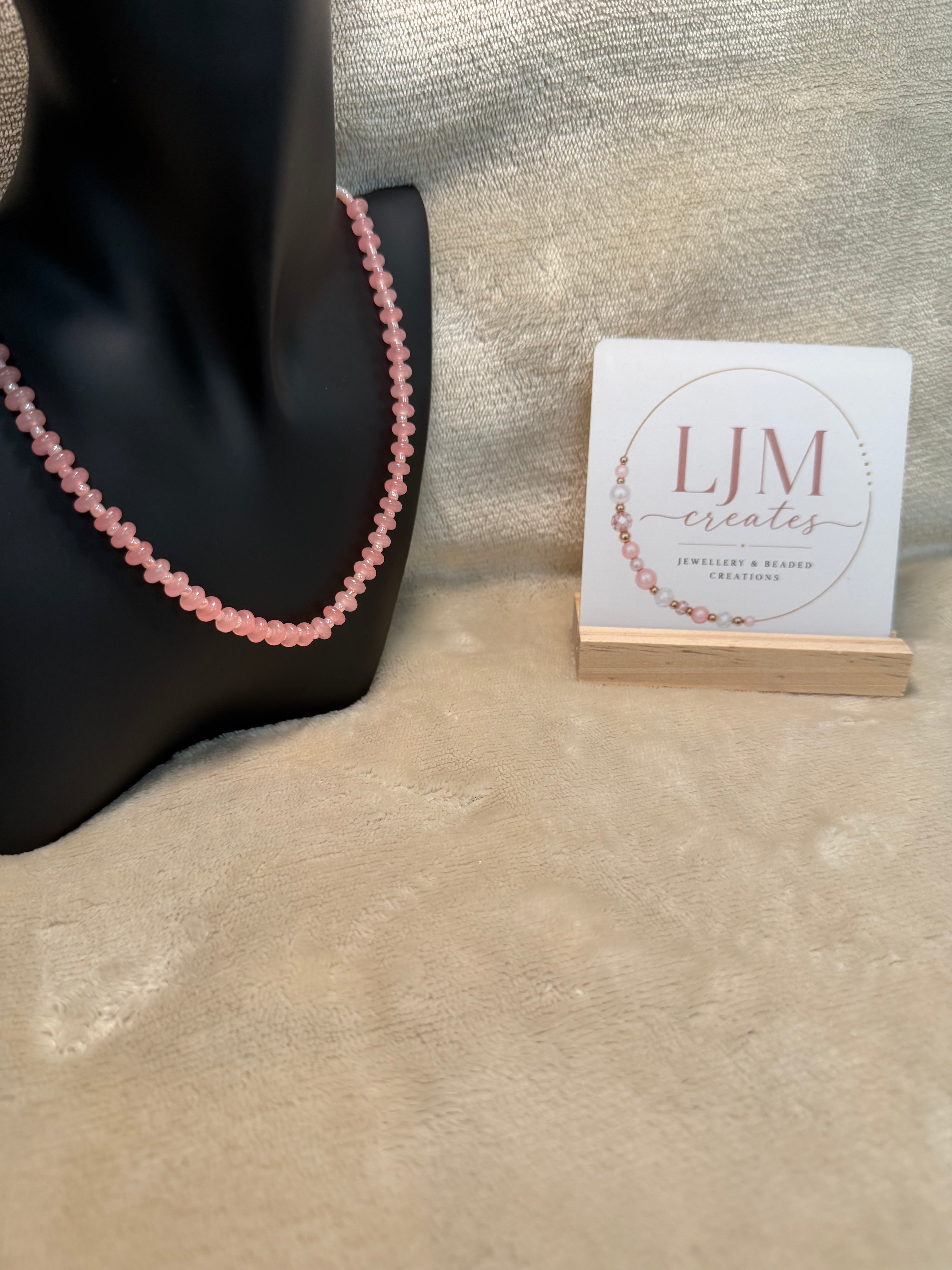 Warm Peach Pink Rondelle Bead Necklace