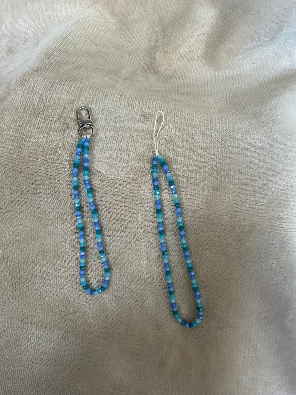 🌊💙 Ocean Blue Beaded Phone Strap & Keychain
