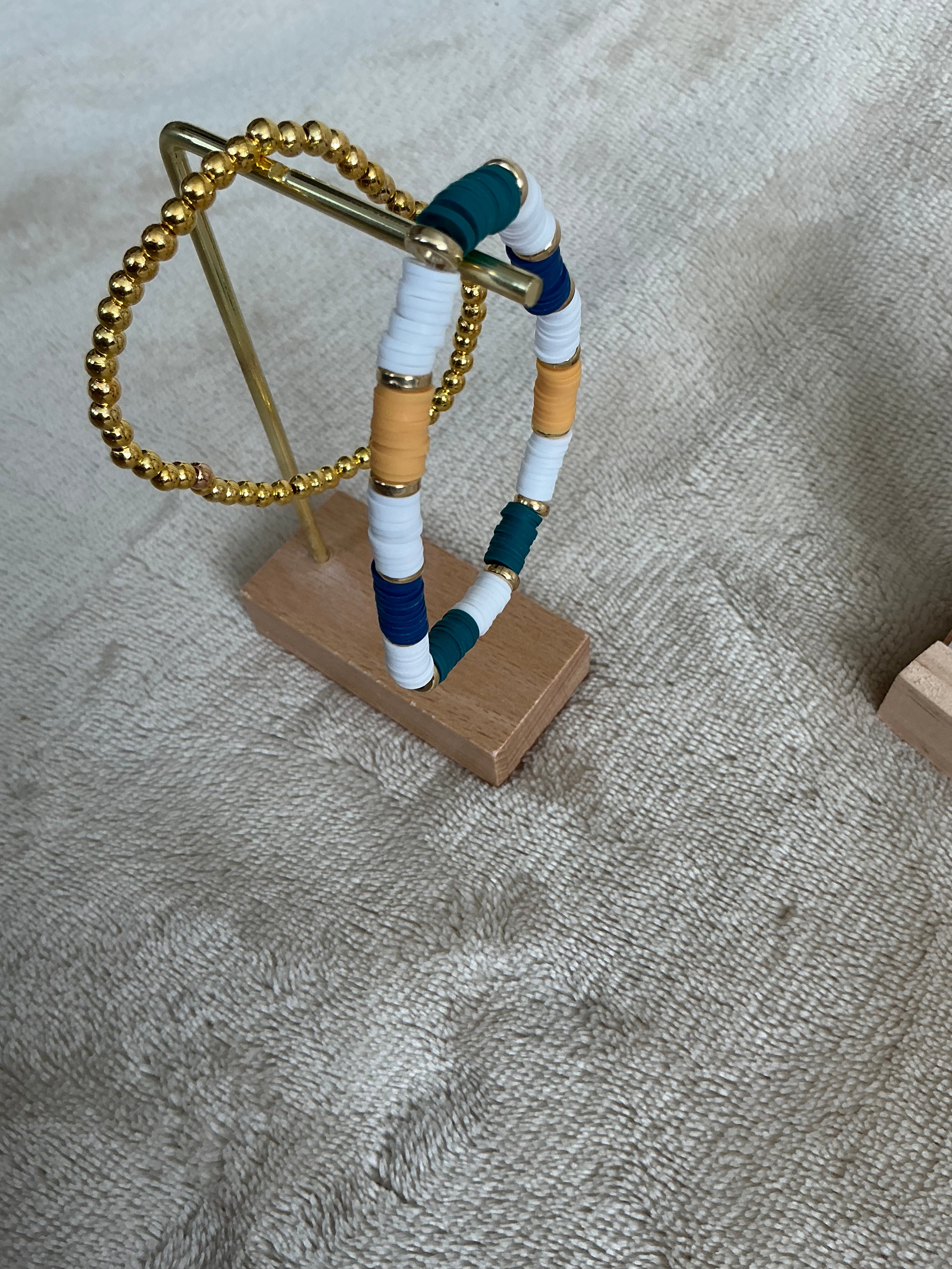 Coastal Luxe Bracelet Set | Gold Bead & Ocean Toned Stack