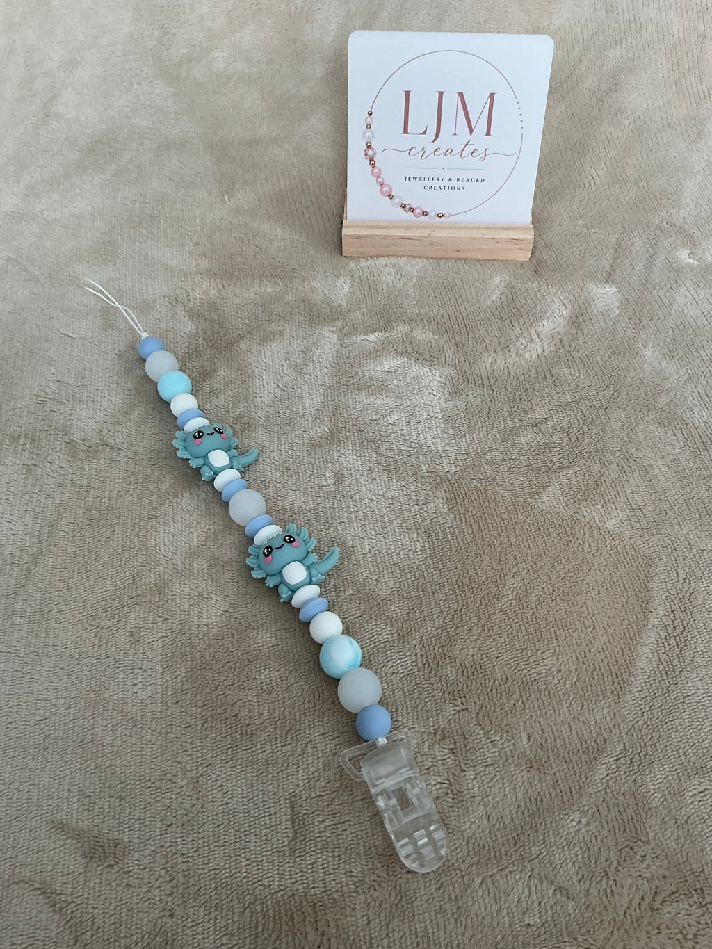 Blue Axolotl Dummy Clip | Handmade Axolotl Pacifier Holder