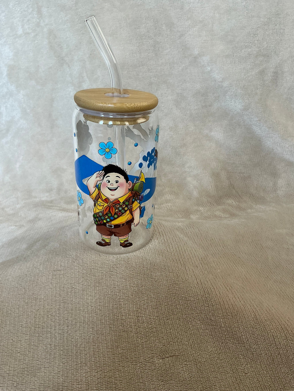 Disney Up Adventure Glass Cup — Russell, Dug & Carl!