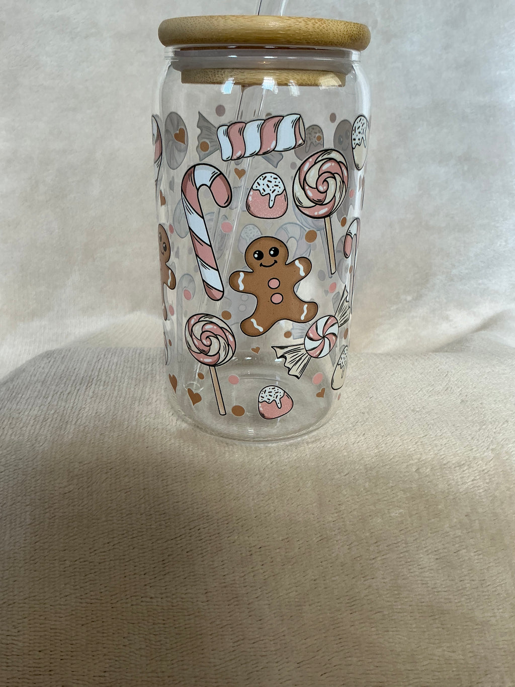 🍬 Gingerbread & Sweet Treats Christmas Glass Tumbler