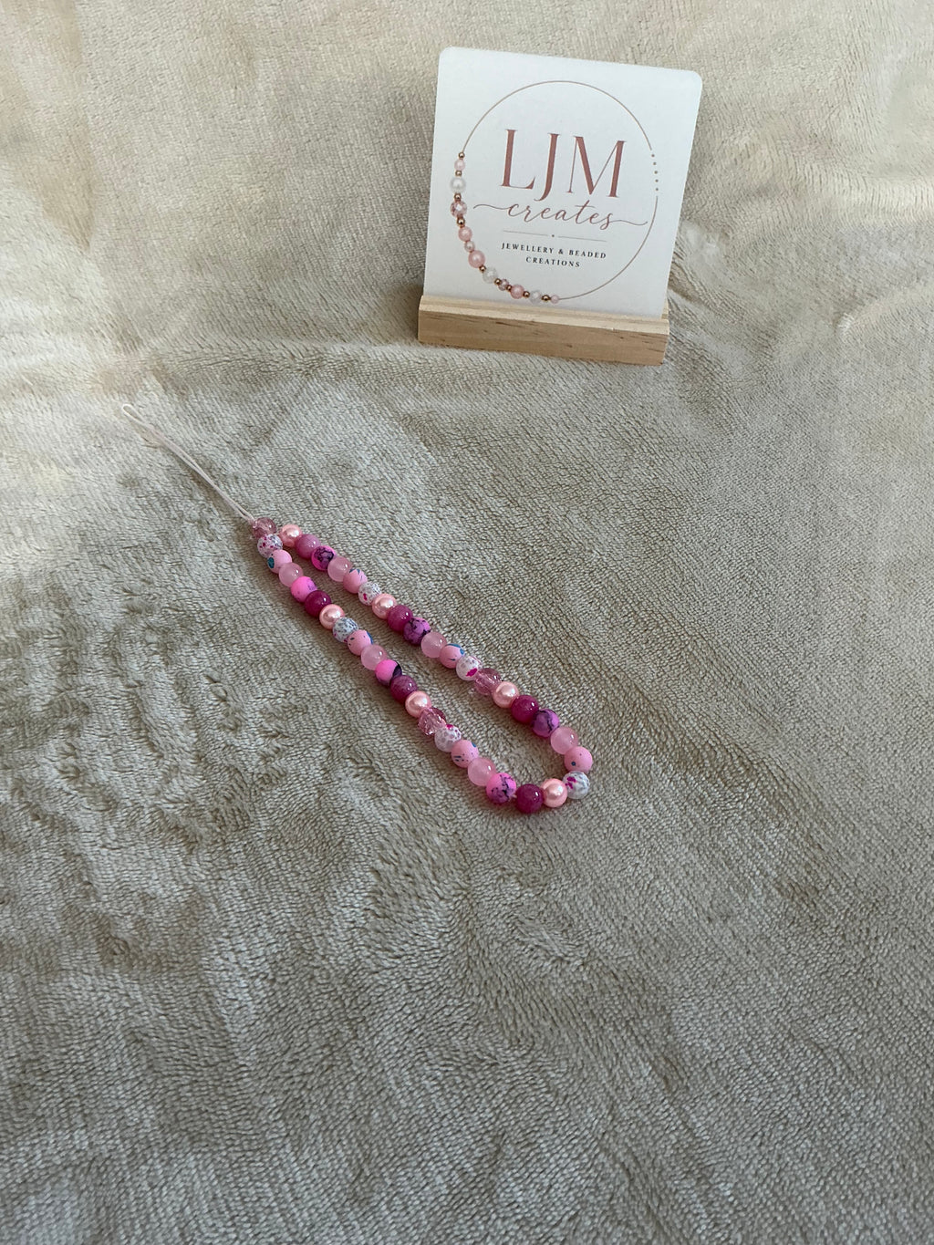 Pink Ombré Beaded Phone Charm