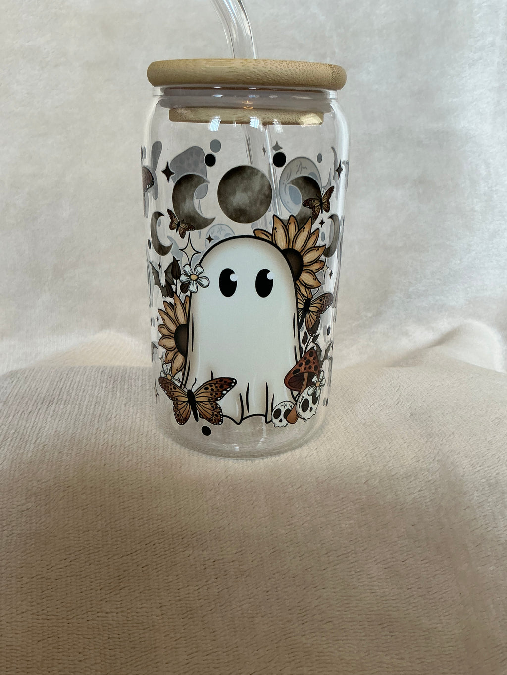 👻 Cute Spooky Ghost Glass Tumbler