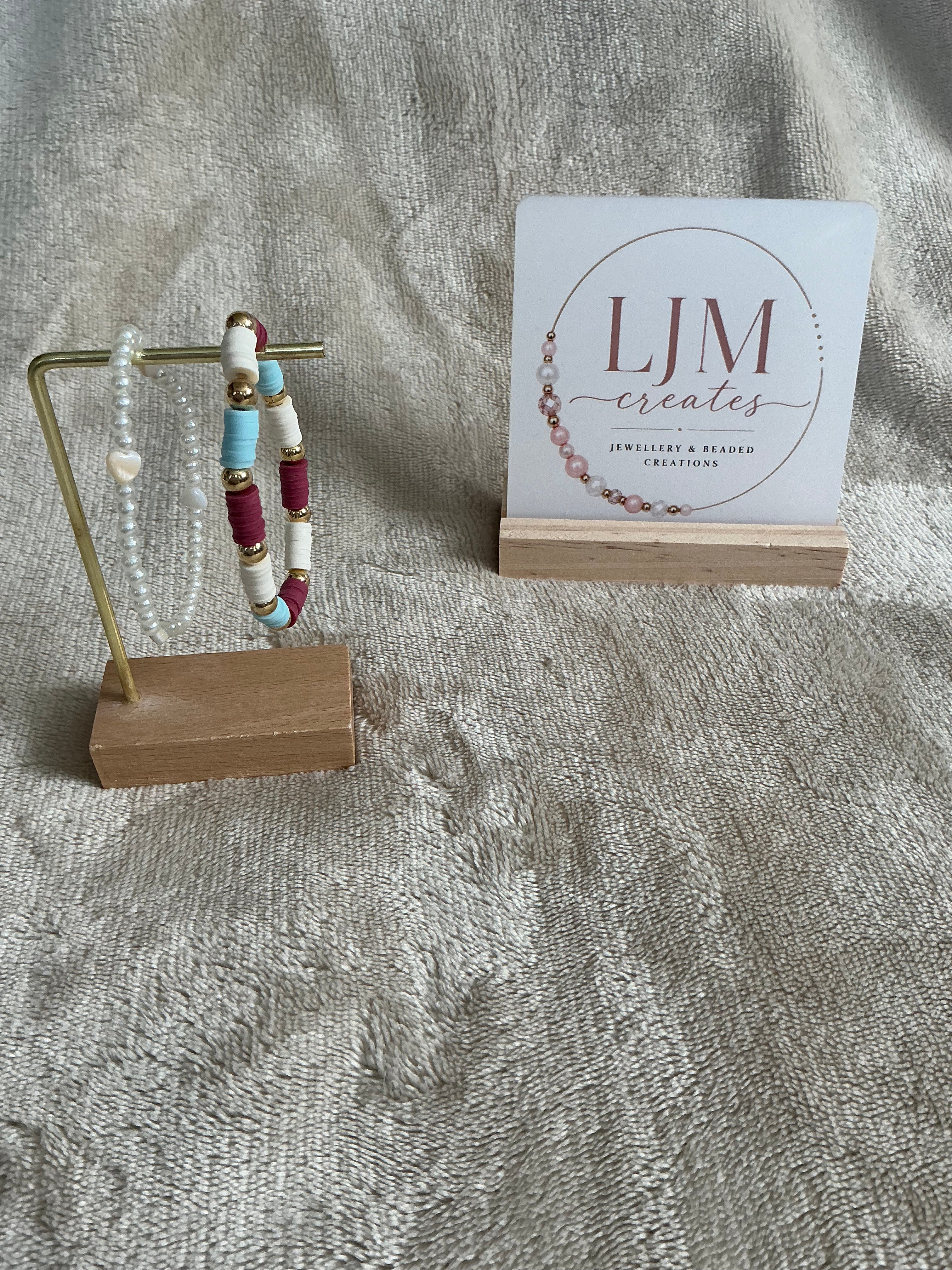 Berry Breeze Bracelet Stack | Pearl Heart & Colourful Heishi Bead Bracelet Set