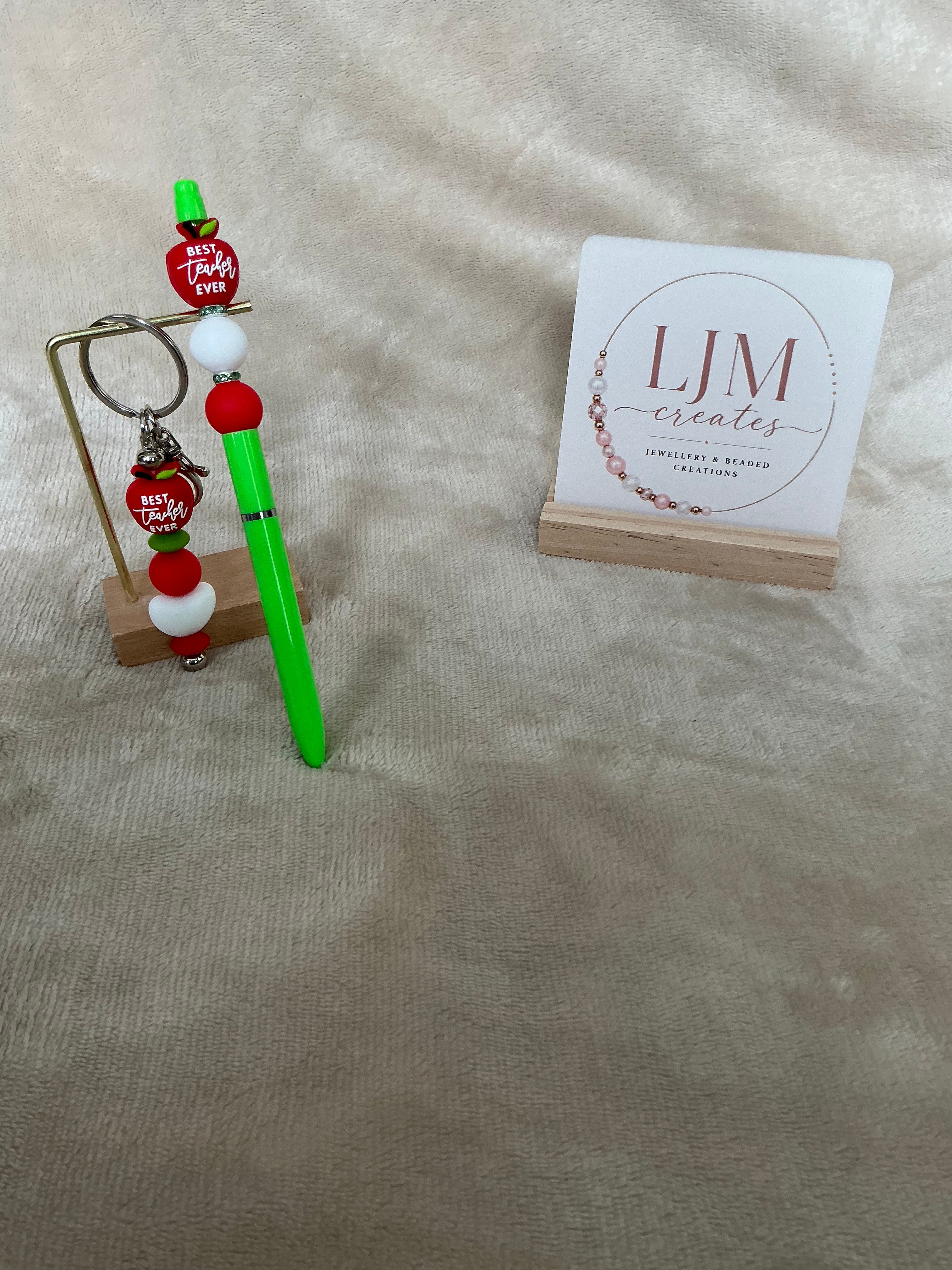 Best Teacher Ever Beaded Pen & Keyring Set
