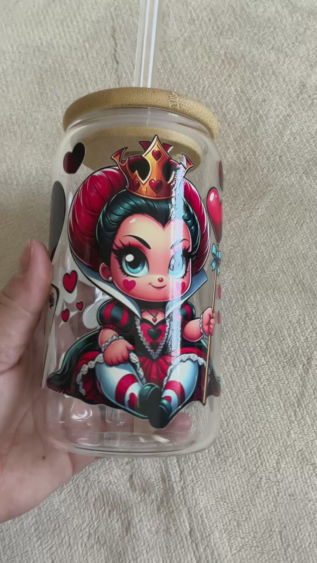 Queen of Hearts Glass Tumbler